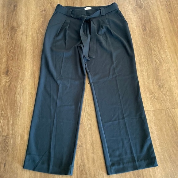 Maeve Anthropologie Women's Wide Leg Belted Career Work Pants Dark Blue Size‎ 14 - Picture 1 of 5